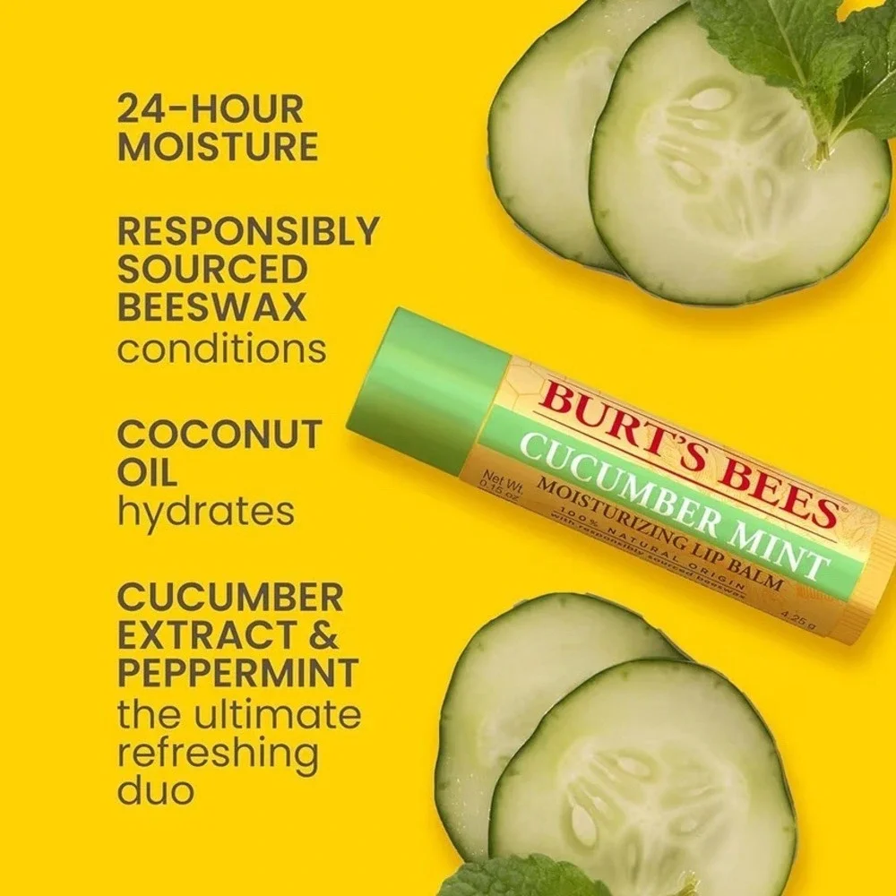 Burt's Bees Moisturizing Lip Balm - 4‎ Pack Variety Lot of 3  vanilla bean…